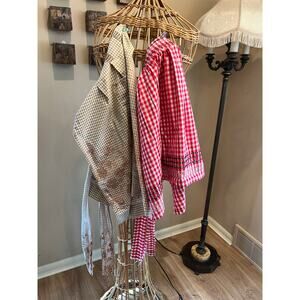 Vintage Gingham Aprons Cross Stitched Set of 2